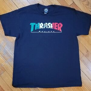 Thrasher Multicolor Logo Black Tee